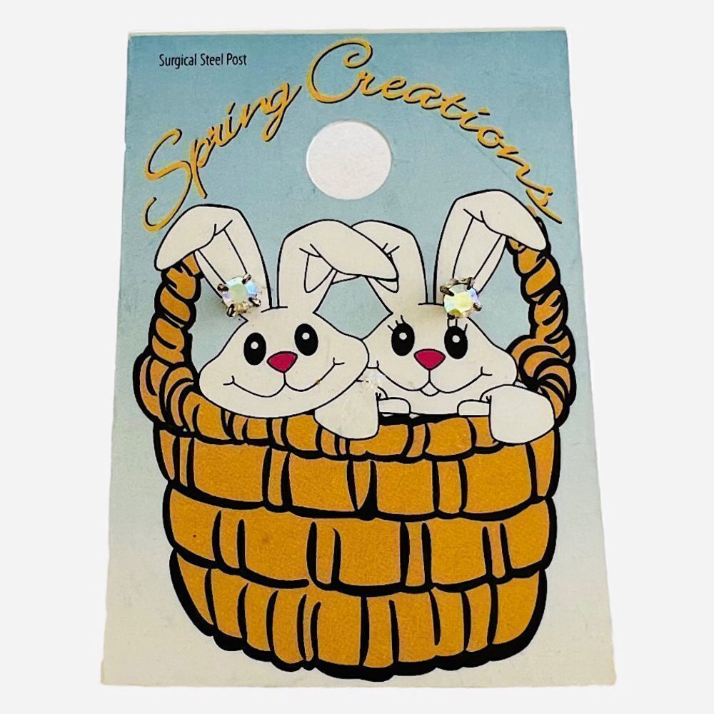 Round Iridescent Stud Post Earrings Easter Themed